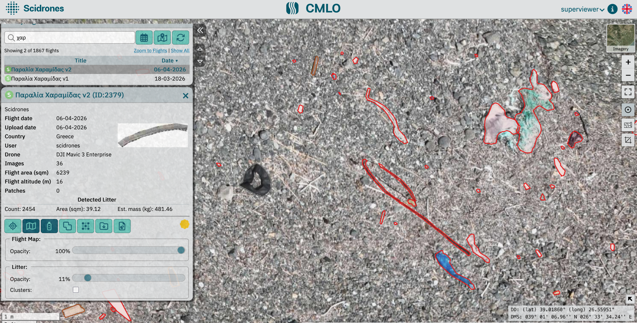 scidrones-2.454 απορρίμματα καταγράφηκαν στη Χαραμίδα – Η τεχνητή νοημοσύνη και τα drones δείχνουν πού χρειάζεται καθαρισμός.